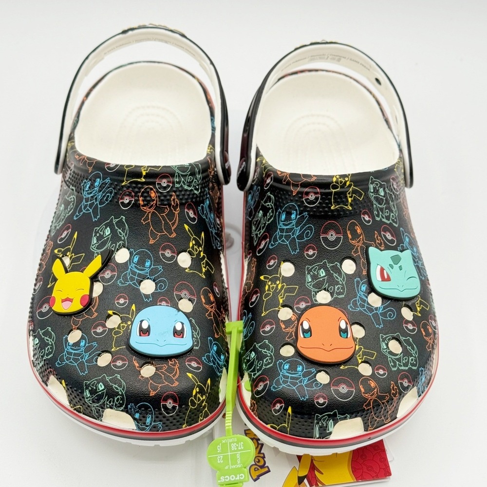 Crocs Pokemon Classic Clog With Jibbitz Sandals Size 5 Kids Junior Black NWT